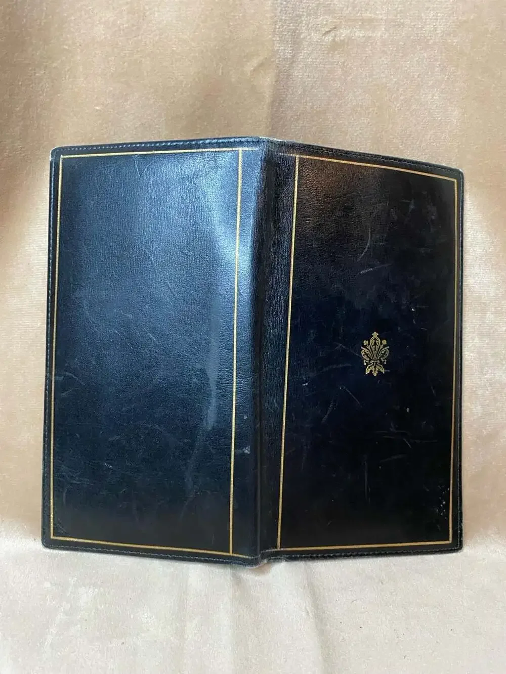 Vintage Scuola del Cuoio Florence Leather Wallet with Gold Fleur-de-lis